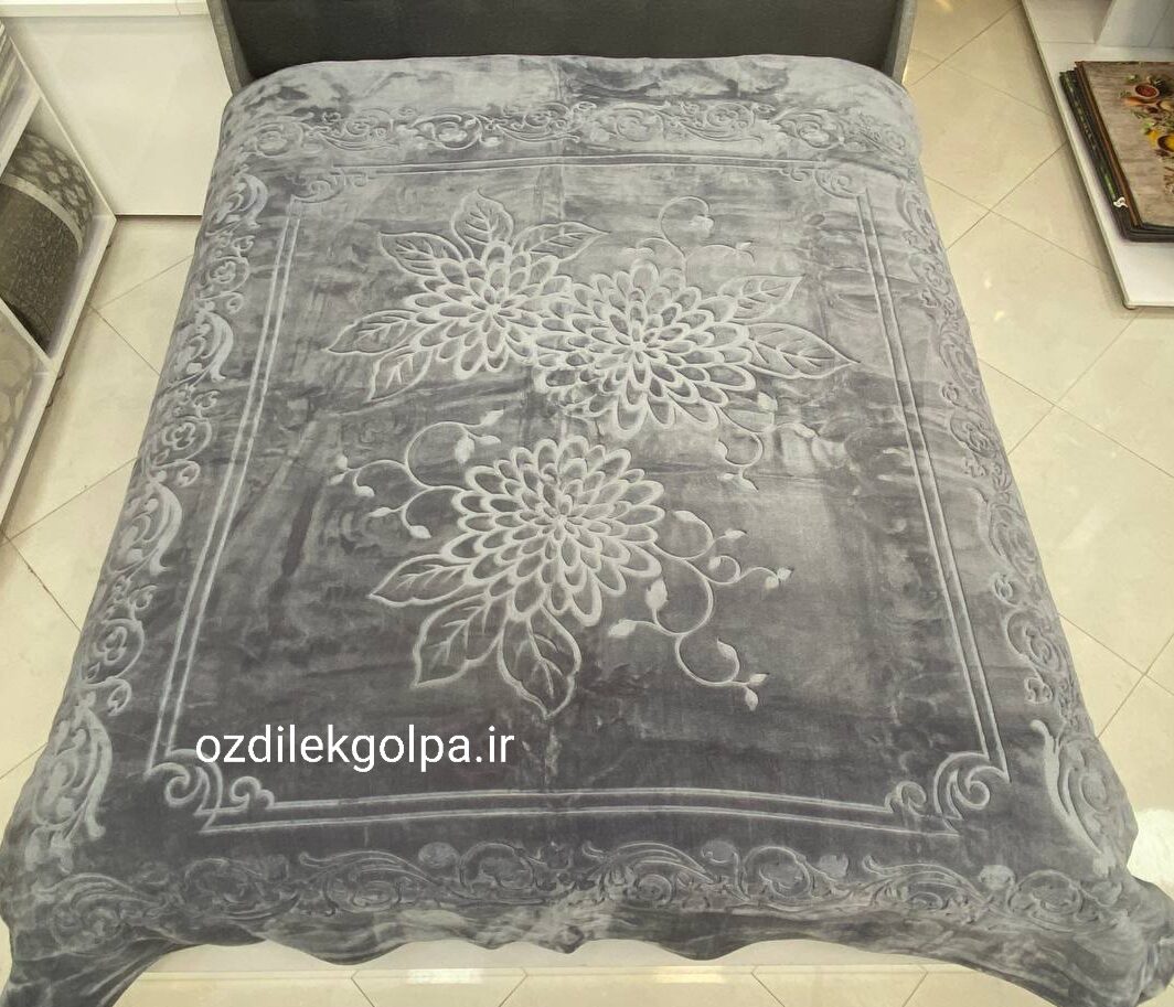 پتو برند گلبافت مدل الوان دونفره سایز 220*240 رنگ طوسی پر رنگ کد 80-350