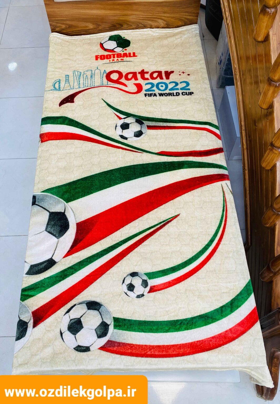 پتو ژله ای مسافرتی یکنفره طرح فوتبالی سایز 160*220 برند شادیلون
