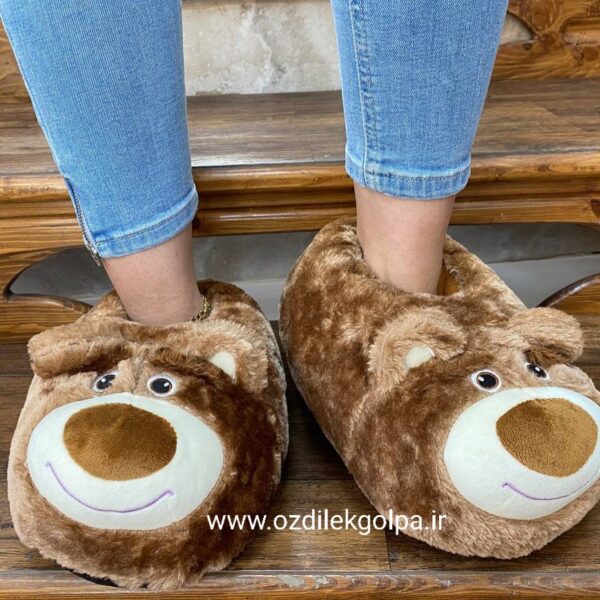 دمپایی روفرشی مدل خرس کله گنده رنگ قهوه ای