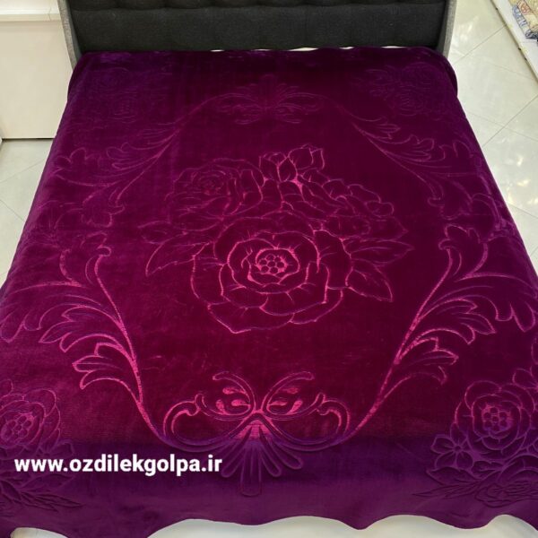 پتو برند گلبافت مدل الوان دونفره سایز 220*240 رنگ بنفش تیره کد 91-350
