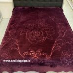 پتو برند گلبافت مدل الوان دونفره سایز 220*240 رنگ بادمجانی کد 91-600
