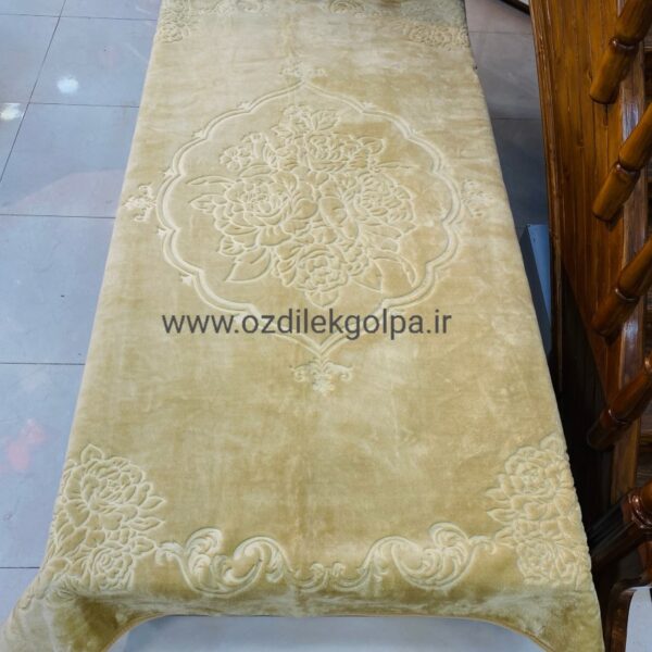 پتو برند گلبافت مدل الوان یکنفره سایز 220*160 رنگ کرم تیره کد 40-350