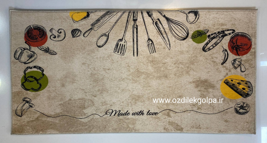 پادری آشپزخانه برند تاپ مت Top mat مدل مخمل دیجیتال پشت چرم سایز 90*50