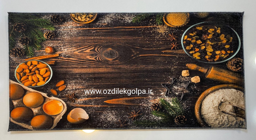 پادری آشپزخانه برند تاپ مت Top mat مدل مخمل دیجیتال پشت چرم سایز 90*50