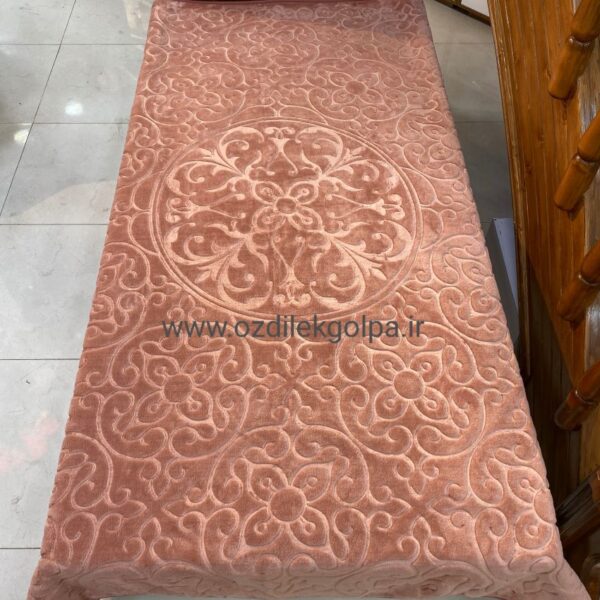 پتو برند گلبافت مدل الوان یکنفره سایز 220*160 رنگ پوست پیازی گل پخش کد 29-350