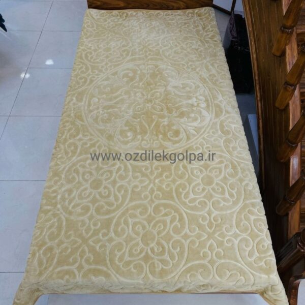 پتو برند گلبافت مدل الوان یکنفره سایز 220*160 رنگ کرم تیره 2 کد 40-350