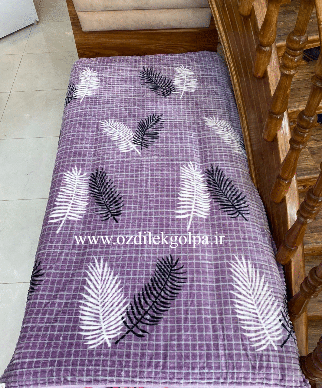 پتو ژله ای مسافرتی یکنفره طرح برگ رنگ بنفش سایز 160*220