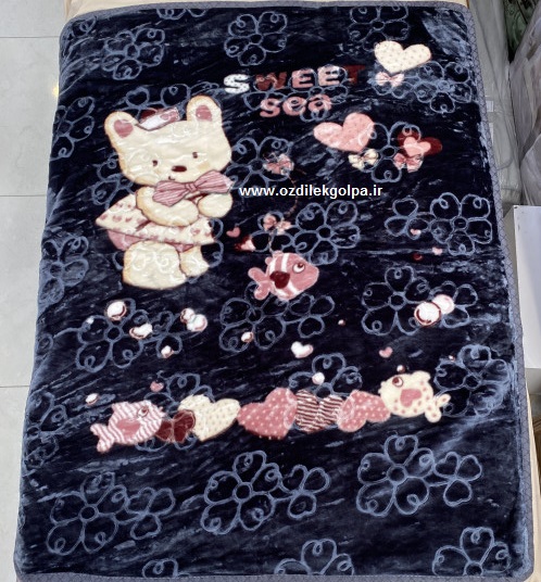 پتو کودک عروسکی دو لایه دو رویه برند TGH طرح خرس زغالی