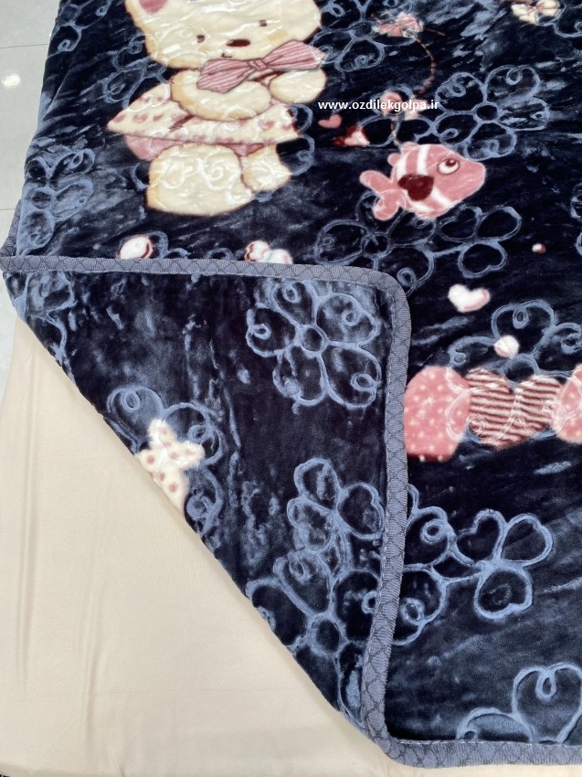 پتو کودک عروسکی دو لایه دو رویه برند TGH طرح خرس زغالی