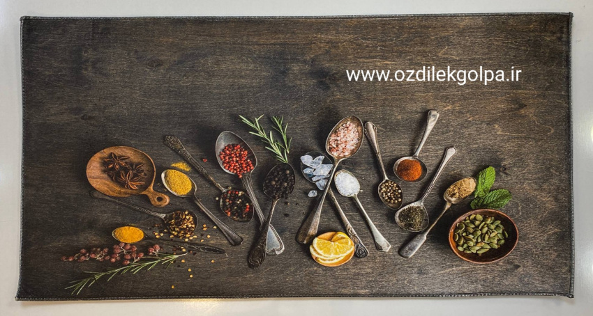 پادری آشپزخانه برند تاپ مت Top mat مدل مخمل دیجیتال پشت چرم سایز 90*50