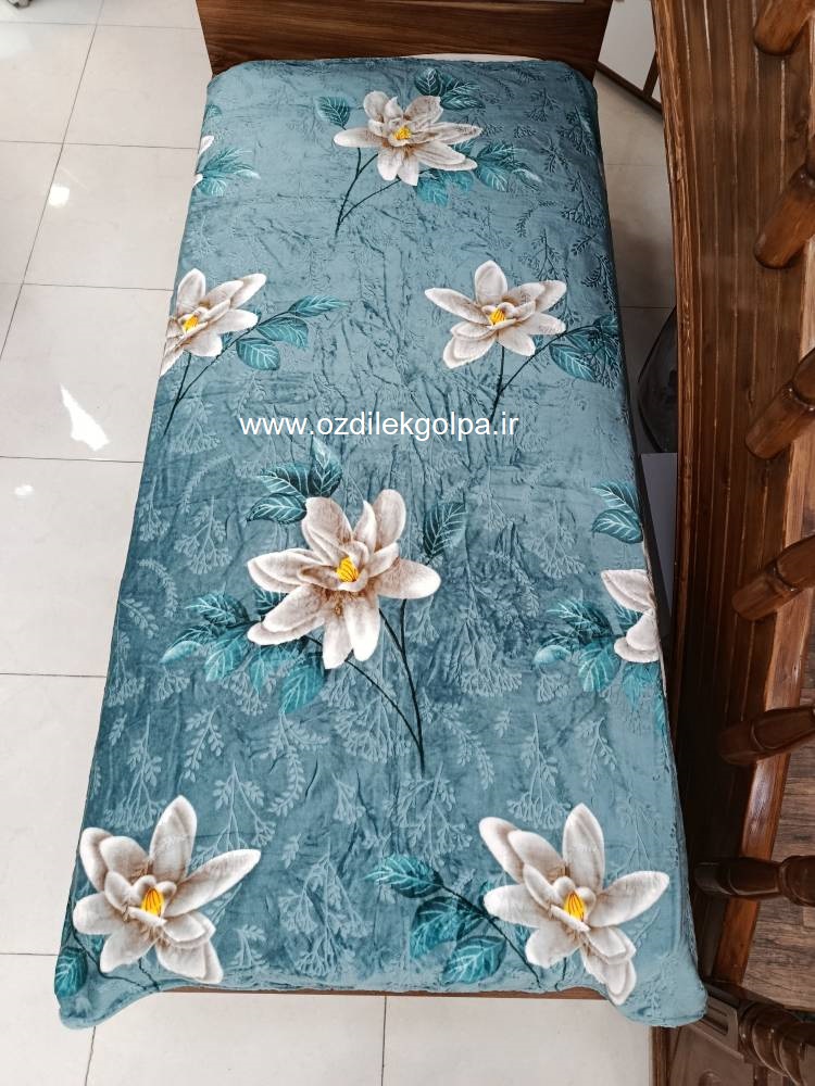 پتو ژله ای مسافرتی یکنفره طرح گلدار رنگ سبز سایز 160*220