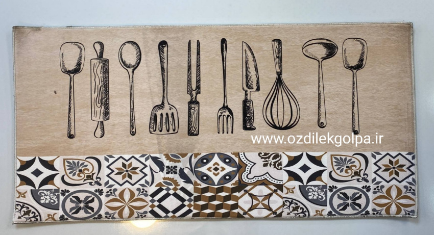 پادری آشپزخانه برند تاپ مت Top mat مدل مخمل دیجیتال پشت چرم سایز 90*50