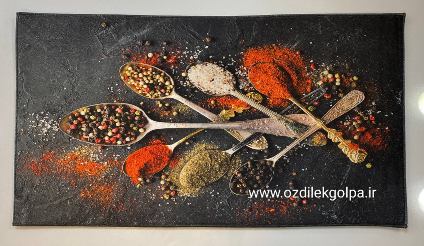 پادری آشپزخانه برند تاپ مت Top mat مدل مخمل دیجیتال پشت چرم سایز 90*50