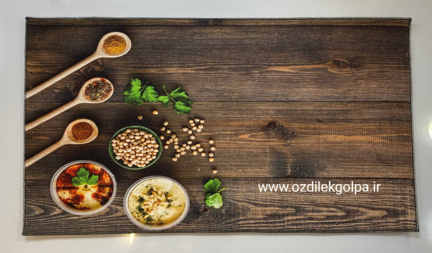 پادری آشپزخانه برند تاپ مت Top mat مدل مخمل دیجیتال پشت چرم سایز 90*50