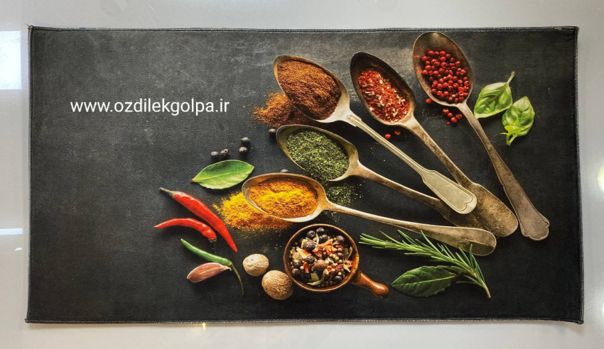 پادری آشپزخانه برند تاپ مت Top mat مدل مخمل دیجیتال پشت چرم سایز 90*50