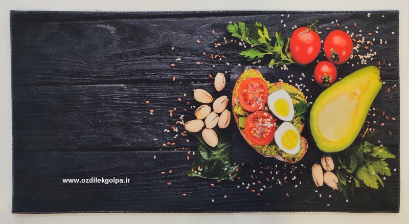 پادری آشپزخانه برند تاپ مت Top mat مدل مخمل دیجیتال پشت چرم سایز 90*50