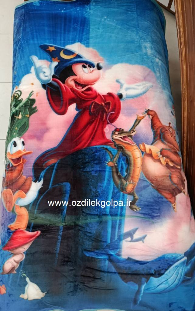 پتو یکنفره دو لایه پشت تدی طرح اسپرت برند پریسان مدل Mickey Mouse میکی ماوس سایز 160 در 220